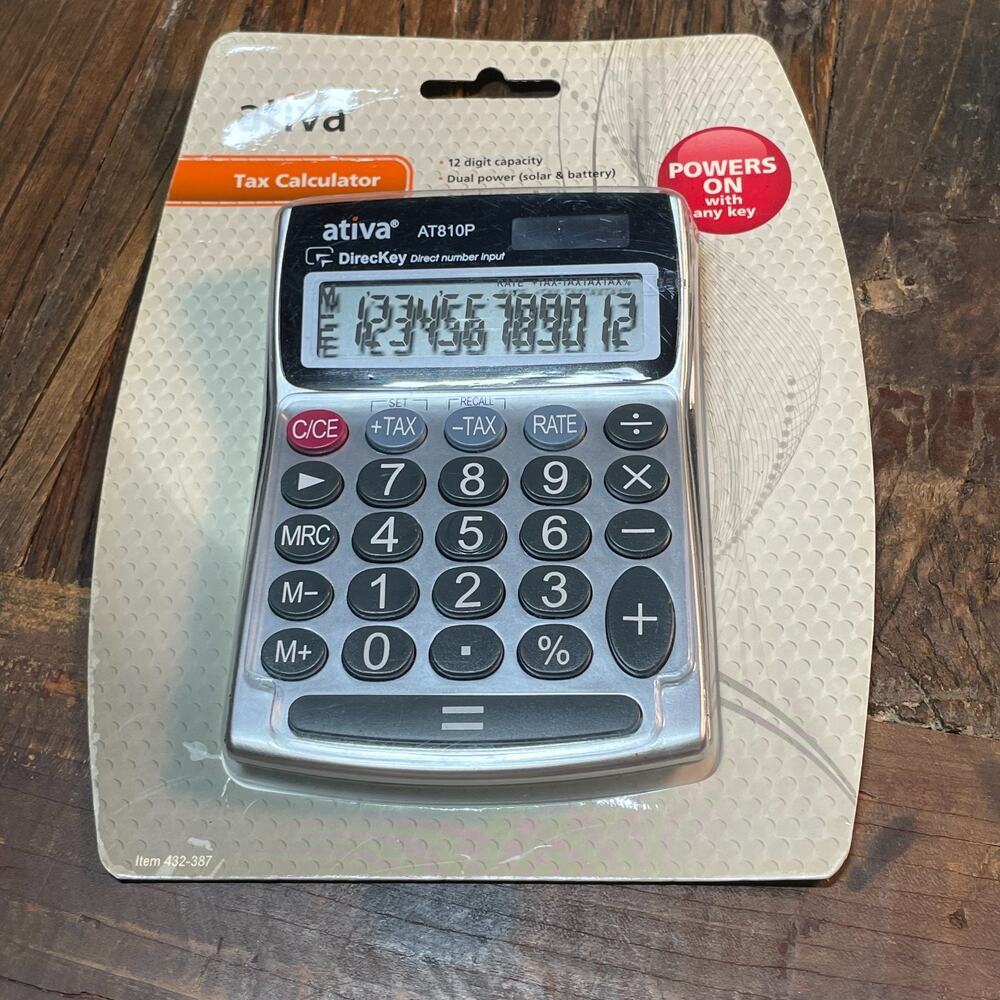 Ativa Tax Rate Calculator 12 Digit Desktop Dual Power 3 Key Memory Functions NEW